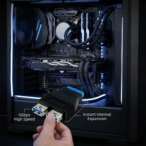 Adaptador de Placa Base Interna USB 3.0 de 20 Pines a Doble USB 3.0 Tipo A Hembra, Conector Blindado de Alta Velocidad de 5 Gbps - Product Image 2