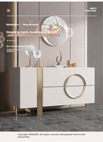 Meuble de rangement moderne italien en acier inoxydable avec panneau en pierre, commode laquée de luxe légère à 3 tiroirs pour salon et maison