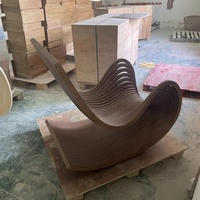 Fauteuil lounge en bois paramétrique, forme unique, siège individuel avec dossier, design créatif et moderne, écologique, pour chambre, appartement, hôtel
