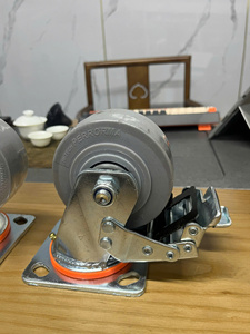 4 5 6 8 inch Durable Grey TPR Rubber Caster Wheel PP Hub Zinc Plated Fixed Plate Bracket for <b>Material</b> <b>Handling</b> - Product Image 4