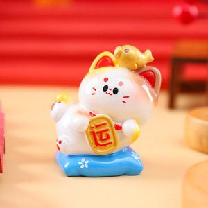 Zhao * Caifu Meow Piccoli Ornamenti per Console <span class=keywords><strong>Auto</strong></span>, Regali di Capodanno, Decorazioni Artigianali in Resina, Prima Generazione - Product Image 2