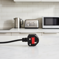 Adaptateur de prise britannique avec rallonge et 3 prises, câble de 1 m avec protection pour l'alimentation des ordinateurs et des ordinateurs portables