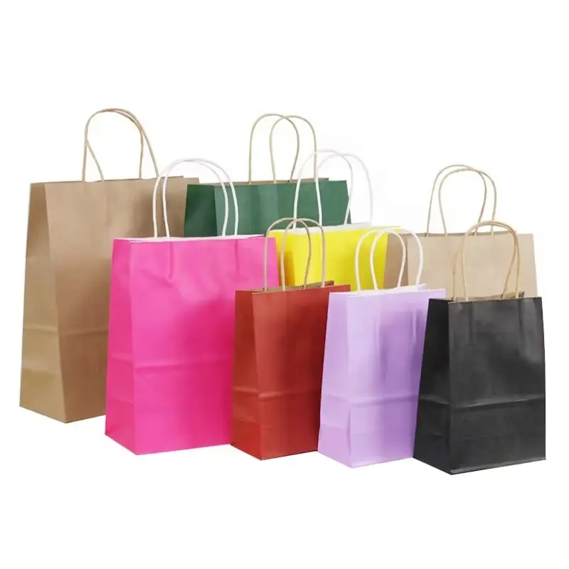 पेपर बैग कस्टम मुद्रित लोगो लक्जरी कपड़े बुटीक रीसाइक्लेबल उपहार बैग क्राफ्ट पेपर टोट बैग