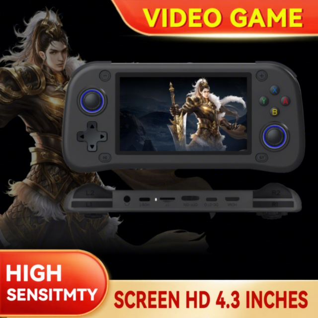 G28 Gaming Console Handheld 4.3 Inches HD IPS Screen Arcade Retro Video Handheld Game Player 64GB Console with Linux System