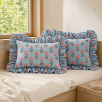 Housse de coussin en coton à volants, imprimé floral vert sauge, style ferme, pour chambre, canapé, décoration intérieure, vente en gros