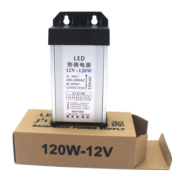 Fuente de alimentación de 12V a prueba de lluvia, adaptador de CA/CC de 400W, 5A/10A, salida de corriente, 5V/9V/24V, salida de voltaje, escritorio certificado RoHS