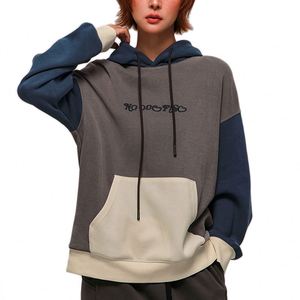 Sweat-shirt à capuche personnalisé pour femme, tricoté, brodé, décontracté, automne, color block, logo frontal - Product Image 4