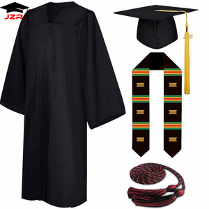 2025 공장 도매 사용자 정의 고등학교 매트 블랙 졸업 가운 및 모자 학교 행사 졸업 모자와 가운 - Product Image 4