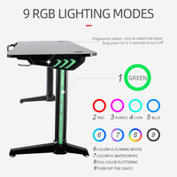 Table de jeu moderne pliable en métal et verre à 9 lumières LED avec porte-gobelet pour la maison, le bureau et la chambre à coucher.