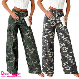 <span class=keywords><strong>Jeans</strong></span> <span class=keywords><strong>Cargo</strong></span> a Gamba Larga in Denim Verde Mimetico Chic di Moda Occidentale Dear-Lover per <span class=keywords><strong>Donna</strong></span> - Product Image 5