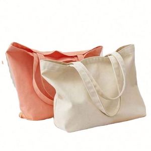 Eco-Friendly Solid Color Reusable Custom Shopping Tote Cotton Canvas Bag with Custom Printed Logo-Wholesale - Product Image 4