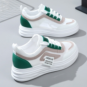 W1792 Mocassins pour femmes à tige haute, chaussures de sport en maille respirante avec semelle épaisse pour le printemps/été, look décontracté polyvalent - Product Image 4