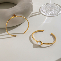 Bracelet ouvert X&L rétro en pierre naturelle et perle, plaqué or 18 carats, en acier inoxydable, étanche, pour femme, vente en gros