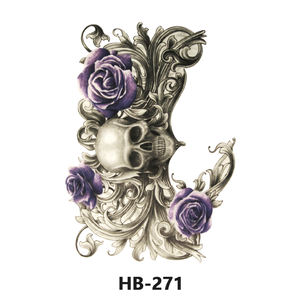 Stiker Tato Lengan Kerangka Palsu Kustom Berwarna-warni Tahan Air Tato Temporer Tengkorak Pria - Product Image 5