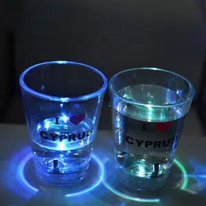LINLI Party Supply OEM Brand Printed Light Up Shot Cup LED Mini Shooter Glass With Flashing