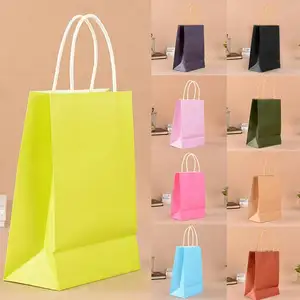 Handmade White kraft twisted handle paper bag from factory