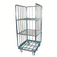 Carro de jaula antivuelco plegable de almacén industrial, carga máxima de 500kg, construcción metálica, estructura cerrada de cuatro ruedas, soporte OEM