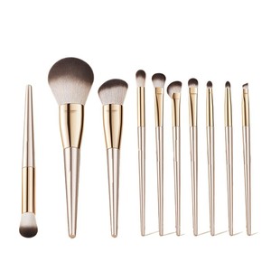 Juego de 10 <span class=keywords><strong>Brochas</strong></span> de Maquillaje con Cerdas de Fibra Sintética Suave, <span class=keywords><strong>Brochas</strong></span> Cosméticas para Rostro y Ojos, Kit Completo de Alto Brillo para Principiantes - Product Image 1
