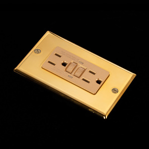 Shanghai Linsky Soket Standar Amerika GFCI, Wadah Tes Mandiri Emas 15A dengan Pelat Dinding - Product Image 3