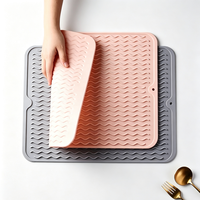Tapis de séchage de vaisselle rectangulaire en silicone de 5 mm d'épaisseur, résistant à la chaleur, antidérapant, pour comptoir de cuisine, réutilisable, pour évier et table