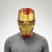 Casque de super-héros rouge et or pour adulte avec yeux LED, masque de cosplay en EVA portable pour fête d'Halloween