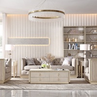 Ensemble de canapés en bois massif de luxe pour salon d'appartement, style traditionnel arabe turc, canapé en cuir finition dorée, meubles haut de gamme