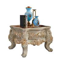 Ensemble table basse et meuble TV de style européen Weimusen, luxe haut de gamme pour villas, grands salons, table à thé longue en bois massif sculpté