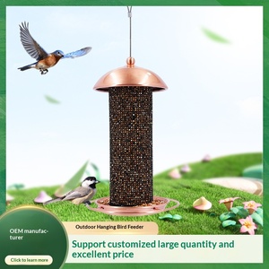 Outdoor Hanging Metal Cylindrical Automatic <strong>Bird</strong> <strong>Feeder</strong> for Courtyard &amp; Garden Use Customized From China - Product Image 1