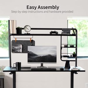 Estante de escritorio moderno de 2 niveles con abrazadera, organizador de mesa encima o debajo del escritorio, almacenamiento de escritorio para oficina en casa con estilo - Product Image 5