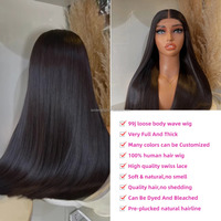 Color Natural Raw Vietnamita Doble Dibujado Cabello Humano HD Cierre Frontal de Encaje Sin Pegamento Hueso Recto Peluca de Cabello Humano para Mujeres Negras
