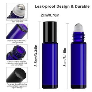 Venta al por mayor de botellas de rodillo de aceite esencial azul vacías resistentes a los rayos UV 10ml desodorante Perfume suero labio esmalte rollo en botellas - Product Image 4