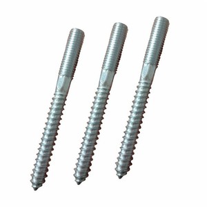 Vite in acciaio a doppia testa filettata in metallo con tassello in legno con finitura placcata in zinco disponibile nei sistemi di misurazione metrica e in pollici