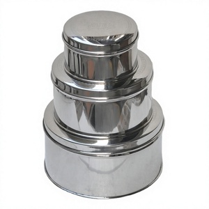 Stainless Steel Kitchen Storage Food Container Box <b>Set</b> of 3 Food Grade Quality Food Packaging Box 100% Reusable - Product Image 1