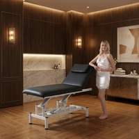 Table de massage pliable moderne, électrique, manuelle, hydraulique, réglable, pour salon de beauté, spa, usage domestique, structure métallique, revêtement en cuir haute densité