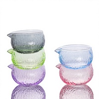 ESTICK Bol à matcha en verre coloré de style japonais avec bec verseur, accessoires pour bol à thé en verre résistant à la chaleur