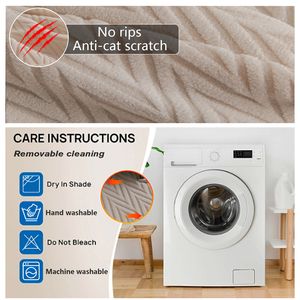 Funda <span class=keywords><strong>de</strong></span> Sofá Elástica Moderna para Sala <span class=keywords><strong>de</strong></span> Estar, Color Sólido, Patrón Jacquard Ondulado, Apta para Mascotas, <span class=keywords><strong>de</strong></span> Poliéster - Product Image 3