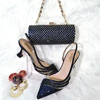 HDB04 tasarımcı akşam çanta ayakkabı seti sıcak satış kadın Conjunto De Zapatos HDB04 Bolso moda İtalyan kısa topuklu ayakkabı ve çanta