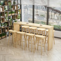 Table de bar en bois massif avec structure métallique stable, non pliable, pour la maison, le sous-sol, la cave à vin, les divertissements quotidiens, meubles
