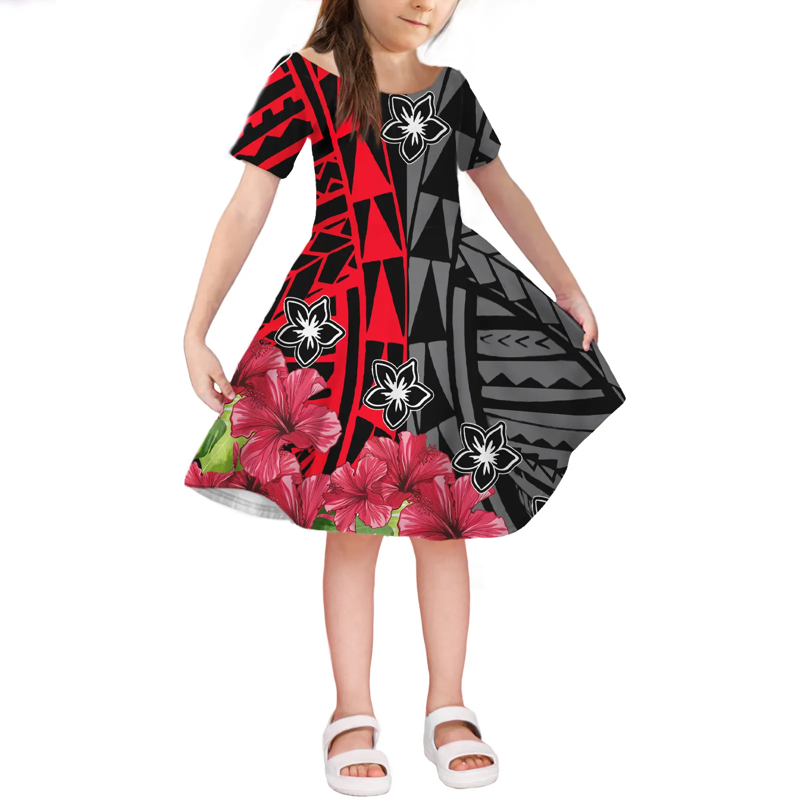 लड़कियों के लिए ड्रेस ग्रीष्मकालीन बेबी बच्चों के कपड़े कस्टम पोलेनीशियाई जनजाति उच्च गुणवत्ता राजकुमारी 2021 पार्टी लड़कों लघु आस्तीन पोशाक