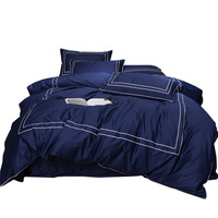 Parure de lit de luxe 100 % coton brodé 300 fils/cm², drap-housse et taies d'oreiller en tissu tissé, 4 pièces, taille Queen