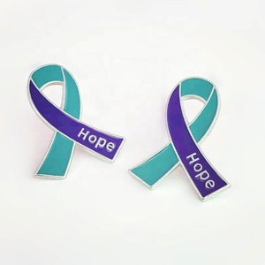 Hope and Faith Cancer Ribbon Esmalte Broche Letras Tema Pin de solapa - Product Image 1