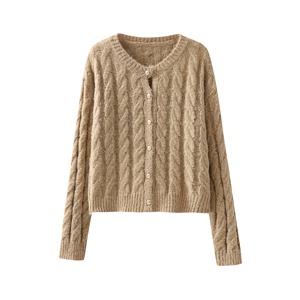 <span class=keywords><strong>Cardigan</strong></span> Lungo da <span class=keywords><strong>Donna</strong></span> in Lana Dobby Gialla Anti-Pilling con Collo a Girocollo, Vestibilità Ampia, Effetto Ringiovanente, Collezione Inizio Autunno - Foto Reale - Product Image 4