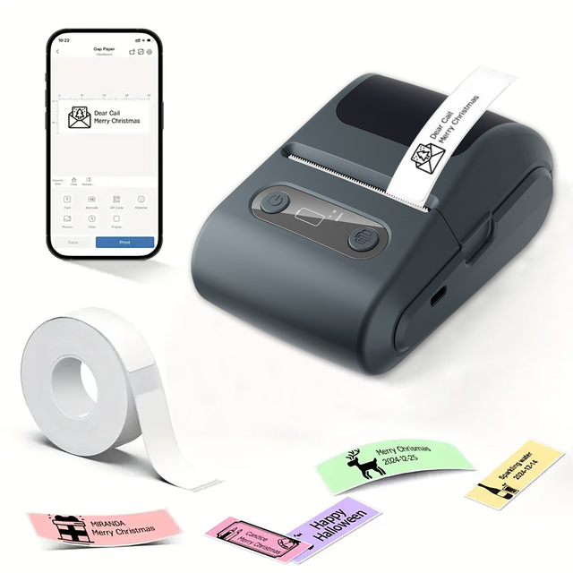 Portable Mini Direct Thermal Printer Wireless Connection Label Printer with Paper