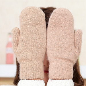 2025 hiver hommes femmes épais chaud mitaines doux confortable rouge gris noir <span class=keywords><strong>bleu</strong></span> moelleux doigts complets solide blanc plaine main gants - Product Image 4