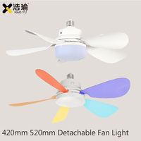 Ventilateur de plafond LED détachable avec télécommande, douille E27, 420 mm 520 mm, pour petite pièce, chambre d'enfant