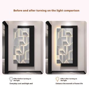 Peinture décorative moderne pour entrée, peinture abstraite haut de gamme pour couloir, peinture murale 3D avec texture en grès, lampe murale LED - Product Image 6