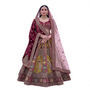 Precio de Fábrica OEM Premium Lehenga Choli Marrón para Trabajo Pesado, Ropa Étnica Tradicional India, Ghagra Nupcial Bordada al por Mayor - Product Image 1