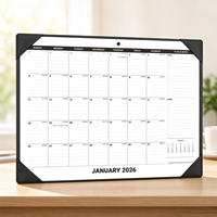 Calendrier de bureau grand format en PP à spirale personnalisé en usine 2026 avec protège-bureau format A4 Fournitures de bureau Janvier 2026 - Juin 2027