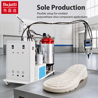 Machine à mousser PU basse pression Bujatti : expertise en moulage de précision pour semelles de chaussures
