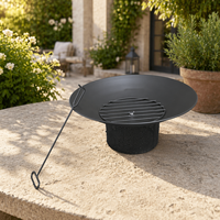 Brasero en métal noir pour bois, avec support en maille perforée, 24 pouces, écologique, pour extérieur, jardin, patio, foyer au charbon de bois